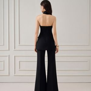 Blazers de luxe pour femmes DARA TWISTED HALTERNECK TOP sans manches rayonne Spandex tissu tissé mode vêtements pour femmes - Product Image 4