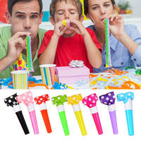 Sifflets en plastique dorés pour fête, cornes à souffler en plastique, accessoires de fête d'anniversaire, bruiteurs d'anniversaire, couleur aléatoire