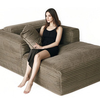 Sofá Seccional Modular de Terciopelo Minimalista Moderno, Estilo Lujo Ligero con Plumas, Tipo Big Mac, Empaque al Vacío para Apartamento