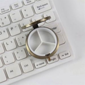 100 pièces prêtes à être expédiées, boîte à pilules ronde en métal à 3 compartiments avec PP de qualité alimentaire 3*2CM, argent/or/or rose, option de logo personnalisé - Product Image 2