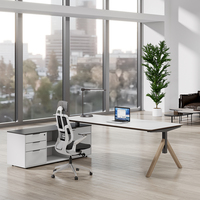 Panneau en bois moderne de luxe en forme de L Mobilier de bureau Bureau de direction Table de bureau