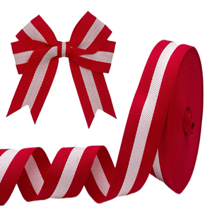 PC Ribbons màu đỏ và trắng Grosgrain sọc <span class=keywords><strong>Ribbon</strong></span> tự dính cung cho gói quà trang trí Yêu Nước <span class=keywords><strong>Ribbon</strong></span> ngày quốc gia - Product Image 1