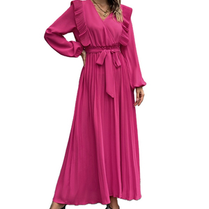 <span class=keywords><strong>2022</strong></span> <span class=keywords><strong>Otoño</strong></span>/<span class=keywords><strong>Invierno</strong></span> <span class=keywords><strong>mujer</strong></span> nuevo estilo cuello en V temperamento gran pliegue vestido - Product Image 1