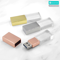 Memoria USB con Logotipo Láser 3D para Regalo de Boda, Unidad Flash USB de Cristal de 8 GB, 16 GB, 32 GB con Caja de Regalo, Disco USB Personalizado
