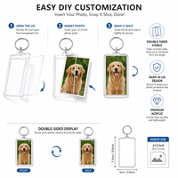 12'li Paket 2x3 İnç Boş Akrilik Fotoğraf Anahtarlıkları Şeffaf Çift Taraflı Resim Eklemeli Anahtarlık DIY El İşi İçin