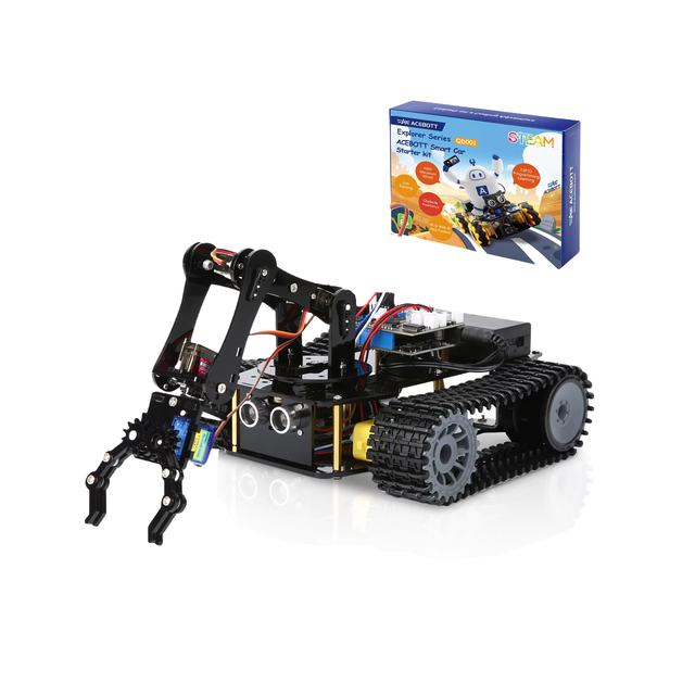 ACEBOTT ESP32 WIFI APP Starter Kit 4WD Children's Learning Robot Arm Car with Ai for Arduino Compatible Robotics Kits