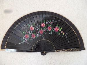 พัดไม้สเปนลายฟลาเมงโกเพ้นท์มือสำหรับเต้นรำ - Product Image 2