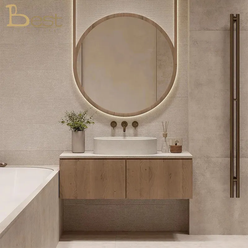 Mueble de baño estilo crema Wabi SABI diseño minimalista moderno