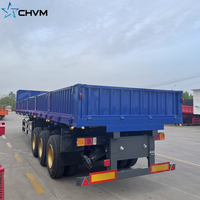 Usine chinoise de haute qualité 30 mètres cubes semi-remorque à plat en acier 50 tonnes remorque à benne basculante à paroi latérale à vendre