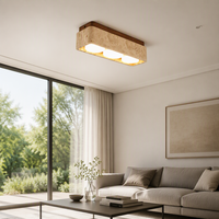 Plafonnier Wabi Sabi en pierre jaune, lampe de plafond médiévale en travertin, éclairage de plafond carré en bois pour chambre, couloir, escalier