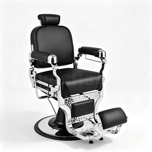 Sillón de Barbería Moderno de Cuero PU Negro, Hidráulico, Reclinable, Giratorio 360°, Mueble para Salón y Hogar, Silla para Cortar el Cabello - Product Image 5