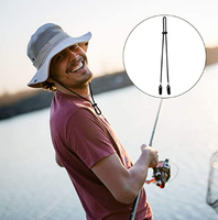 Clips para Correas de Sombrero M&K Negros, Resistentes al Viento, Antideslizantes, con Bloqueo de Cordón de Poliéster/Nailon para Golf, Pesca, Navegación y Gafas