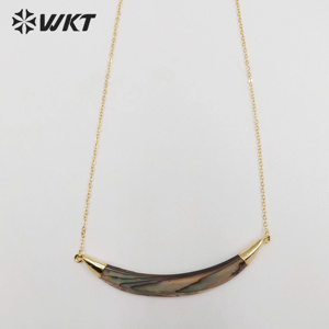 WT-N470 Fashion Double Bails <span class=keywords><strong>collana</strong></span> in <span class=keywords><strong>corno</strong></span> di Abalone naturale <span class=keywords><strong>collana</strong></span> da donna in <span class=keywords><strong>corno</strong></span> di conchiglia placcato oro 18 carati <span class=keywords><strong>con</strong></span> catena da 18 pollici - Product Image 6