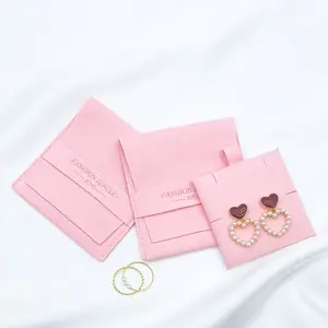 Custom Jewelry Pouches Packaging With Logo Luxury Necklace Boxes Drawstring Microfiber Jewelry Pouch Gift Bags