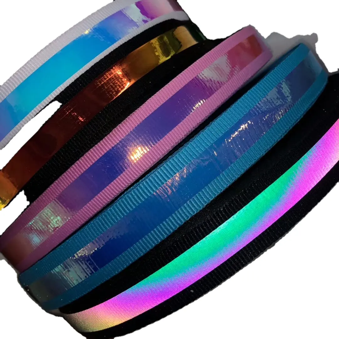 Новый дизайн модные 12 видов цветов радуги лазера светоотражающие ленты ткани для одежды