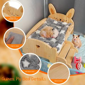 Casa y Refugio de Madera para Cobayas con Escaleras, Plataforma y Cama para Animales Pequeños como Conejos Enanos, Hámsters y Chinchillas - Product Image 6