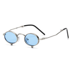 Nuevas <span class=keywords><strong>Gafas</strong></span> de <span class=keywords><strong>Sol</strong></span> Plegables Estilo Steampunk con Marco Metálico Ovalado Pequeño - Product Image 6