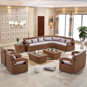 Sofá tejido de ratán para exteriores de lujo 2025, balcón, Villa redonda grande para exteriores, patio, jardín, muebles para casa de familia, Resort <span class=keywords><strong>General</strong></span> - Product Image 4