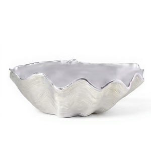 Cuenco decorativo elegante de diseño de ondas plateadas con forma artística moderna, perfecto para decoración de lujo para sala de estar y mesa de comedor - Product Image 1