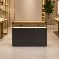 Commode à bijoux moderne en contreplaqué multicouche avec dessus en verre trempé, éclairage LED, 6 tiroirs, écologique et durable