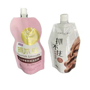 350g Custom printed stand up plastic pouch spouted pouch bag for hair mask product