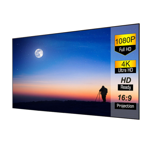 100 Inch Fixed Frame Projector Screen Long Throw Fresnel Projector Suitable Home Theater Cinema Ambient Light Rejecting Screen