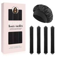 Kit de bouclage avec bonnet de nuit Velcro à double crochet - Bigoudis en tissu de taille moyenne, créateur de vagues sans chaleur avec bonnet de douche pour femmes et filles