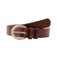 Ceinture classique en cuir pour femme, ceinture de mode en cuir PU lisse avec boucle ardillon argentée, fine, pour robes et jeans