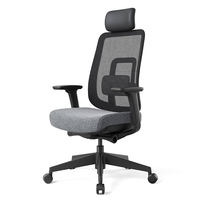 Chaise de bureau moderne en maille confortable avec hauteur réglable et soutien lombaire, design ergonomique, accoudoirs et appui-tête réglables