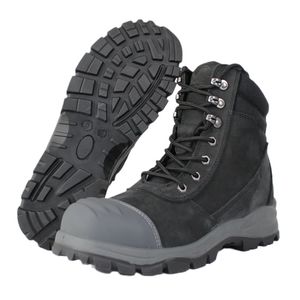 <span class=keywords><strong>Botas</strong></span> DE SEGURIDAD antideslizantes de calidad con punta de acero de cuero negro de tobillo alto impermeables para el trabajo de los hombres - Product Image 1