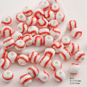 Nouveauté 2025 Perles en céramique de baseball de 12 mm, plaquées or 14 carats, avec pierre principale en diamant, faites à la main, en vrac, pour la fabrication de bijoux, stylos et porte-clés DIY - Product Image 4