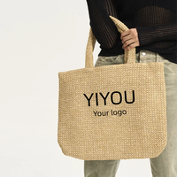 Sac fourre-tout de luxe en paille tressée couleur unie pour femme, sac de plage d'été en raphia écologique avec fermeture éclair, logo personnalisé OEM