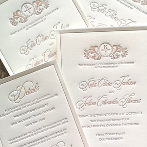 Invitación de Boda Sencilla y Elegante Personalizada, Papel con Borde Decorativo Hecho a Mano, Grabado en Relieve/Bajo Relieve, Invitaciones Sencillas para Celebración de Matrimonio - Product Image 4