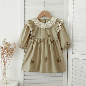 Abito Primaverile alla Moda con Ricami per <span class=keywords><strong>Bambina</strong></span>, <span class=keywords><strong>Vestito</strong></span> Verde a Maniche Lunghe con Fiori per Autunno, Abbigliamento Casual per Bambini, <span class=keywords><strong>Vestito</strong></span> da <span class=keywords><strong>Festa</strong></span> per Bimbe - Product Image 3