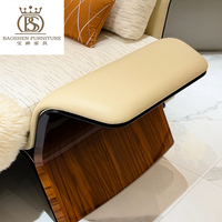 Ensemble de canapés en cuir de haute qualité BS, fauteuil d'appoint, table basse, meuble TV, mobilier de salon de luxe léger, solution complète pour villa