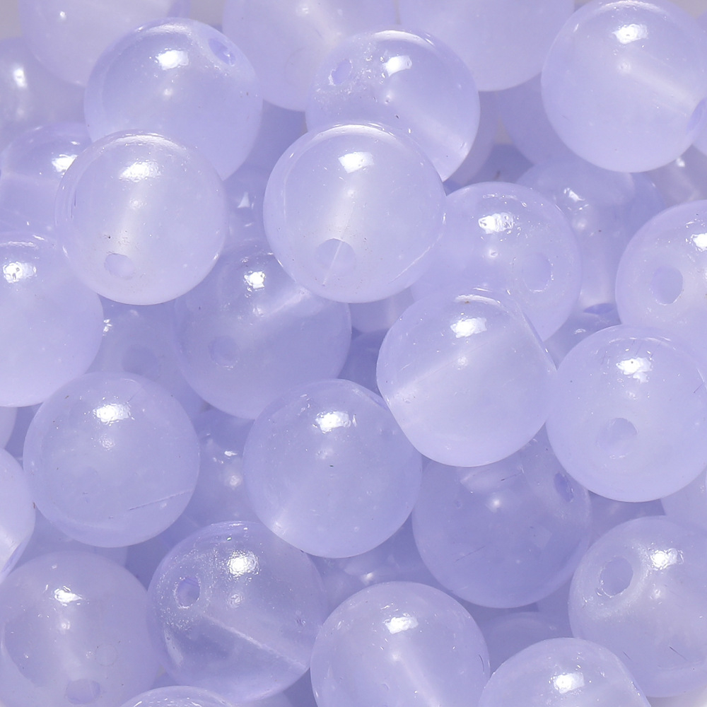 Perles de verre imitation jade 10 mm - Bleu clair-violet