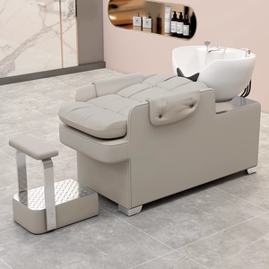 Fauteuil de lavage semi-inclinable Z Wholesale pour salon de beauté, avec bac en céramique, éponge haute densité et structure en bois – Idéal pour salon de coiffure moderne et espace de réception. - Product Image 6