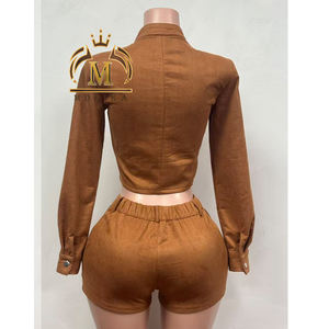 Nuovo Completo <span class=keywords><strong>Donna</strong></span> Primavera Autunno Giacca Corta in Camoscio + Shorts Coordinati Set 2 Pezzi <span class=keywords><strong>Sexy</strong></span> Y2K <span class=keywords><strong>Abbigliamento</strong></span> <span class=keywords><strong>Donna</strong></span> 2026 - Product Image 4