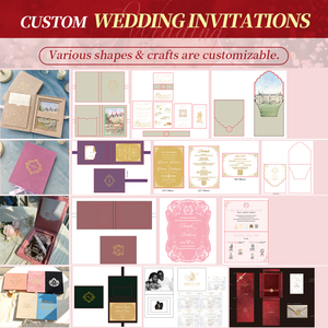 Ensemble d'invitations <span class=keywords><strong>de</strong></span> mariage en velours <span class=keywords><strong>bleu</strong></span> marine avec cartes en acrylique dorées, monogramme personnalisé, pompon, suite d'invitations <span class=keywords><strong>de</strong></span> mariage <span class=keywords><strong>de</strong></span> luxe - Product Image 3