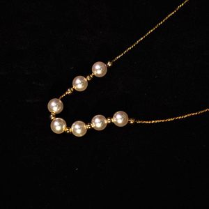 Collier de perles Akoya pour femmes, perles rondes roses AAA, or 18 carats, à porter tous les jours - Product Image 3