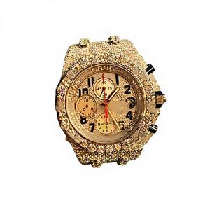 Reloj de Hombre con Diamantes Moissanite VVS1 en Oro Blanco, Caja con Cristal, Correa de Acero Inoxidable, Cierre de Seguridad y Resistencia al Agua de 10 Bar - Product Image 1