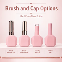 Bouteille en verre de vernis à ongles gel rose de 12 ml, flacon de recharge pour vernis à ongles, personnalisable, impression sérigraphique, marquage à chaud disponible