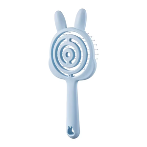 Custom Cute Kids Cartoon Plastic Portable Round Blue Paddle logo Mini Baby Detangle Hair Brushes para mujeres - Product Image 2