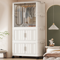 Armoire pliable à 4 étagères, placard pliable, armoire de rangement, organisateur de placard en plastique avec tringle de suspension