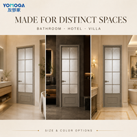 Puerta de Aluminio Vintage con Vidrio Texturizado para Baño, Puerta Abatible para Hoteles Boutique