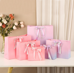 Bolsa de Regalo Rosa con Logotipo Personalizado, Bolsa de Compras para Empaque de Pelucas, Bolsas de Papel con Lazo y Moño con su Propio Logotipo - Product Image 4