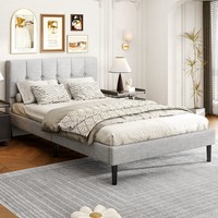 Cadre de lit Queen Size réglable en velours rembourré, design dossier ailé pliable, structure métallique durable, luxe moderne, écologique