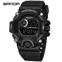 Montre de sport SANDA 326 pour homme, alarme hebdomadaire, chronomètre, affichage numérique LED avec rétroéclairage, montre étanche pour homme