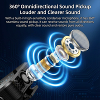Microphone Lavalier Sans Fil F13 Type C Anti-Bruit avec Éclairage RGB pour Diffusion en Direct Mobile et Streaming pour Influenceurs