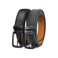 Ceinture pour homme en cuir véritable décontractée de 4.45 cm à boucle ardillon classique personnalisable Ensemble deux pièces